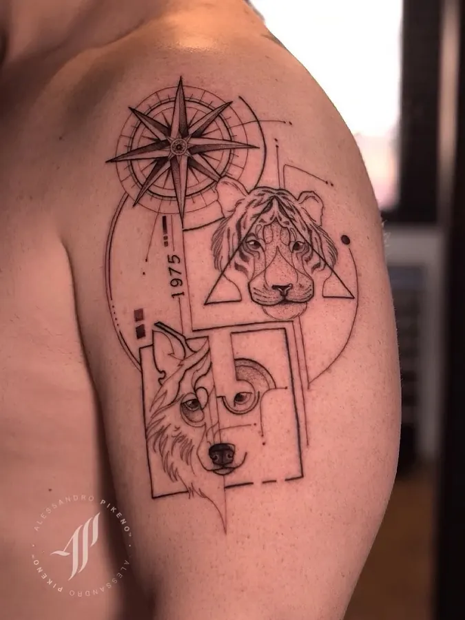 Tatuagem de geometria com animal